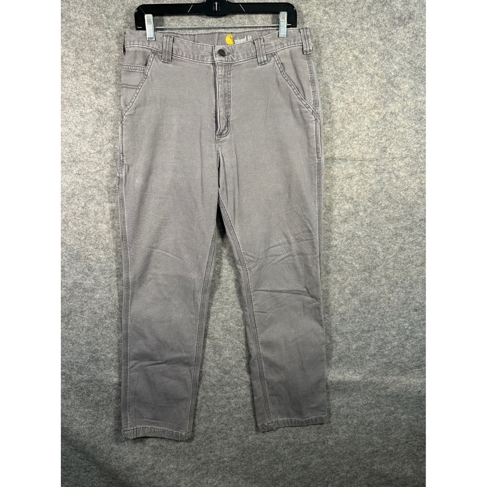 Carhartt Relaxed Fit Canvas Work Pants Mens Size 34x32 Gray Carpenter Utility